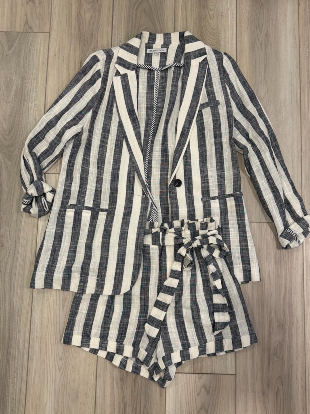 Linen striped suit short set